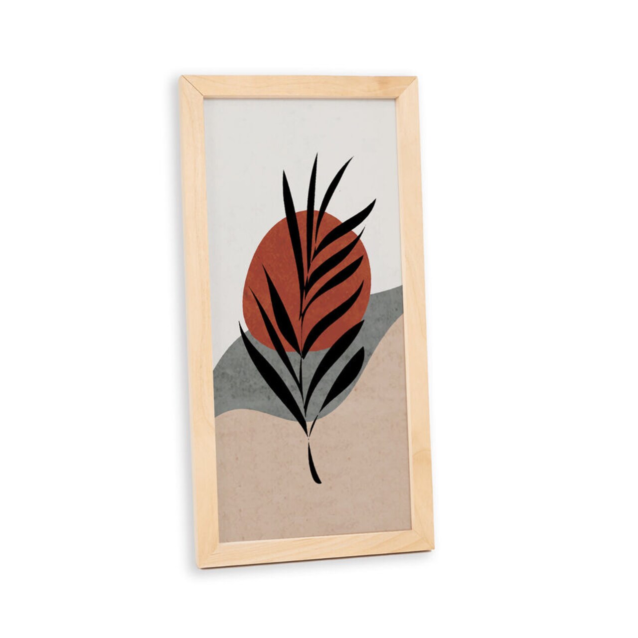 Pastel Leaves Wall Art Wood Sign Framed Home Decor Boho Abstract